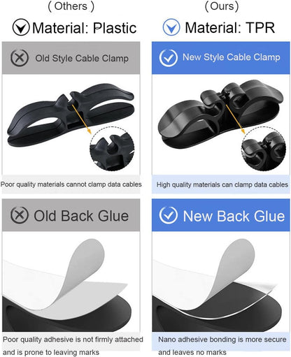 4 Pack Self-Adhesive Cable Clips - Silicone Cable Organizer for Desk & Car - Cable Holders V1258-DP02-BOL-96