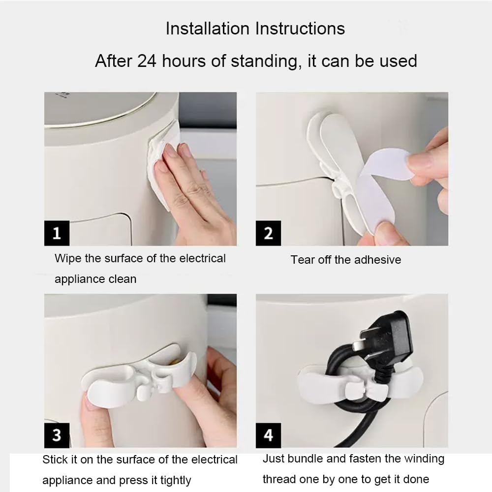 4 Pack Self-Adhesive Cable Clips - Silicone Cable Organizer for Desk & Car - Cable Holders V1258-DP02-BOL-96