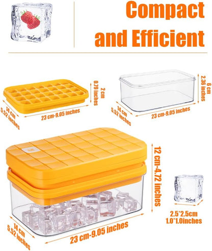 Ice Cube Tray with Lid&Bin, Ice Cube Mold with 56 Cubes, Stackable Ice Trays for Freezer with Easy-Release V1258-DP02-C-1