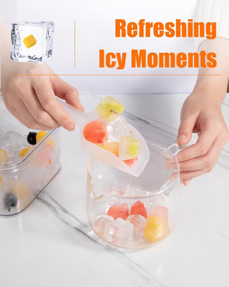 Ice Cube Tray with Lid&Bin, Ice Cube Mold with 56 Cubes, Stackable Ice Trays for Freezer with Easy-Release V1258-DP02-C-1