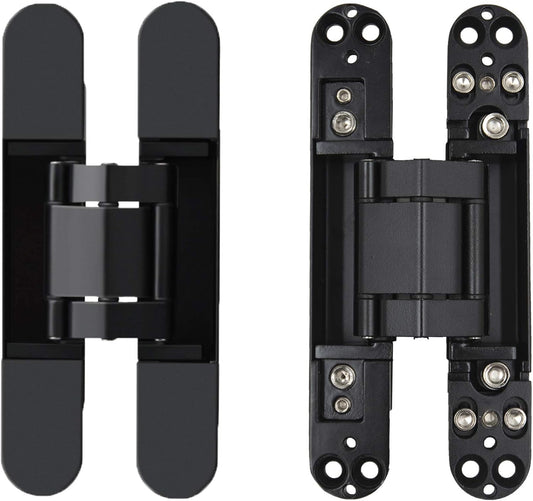 7 Inch Invisible Hinges - Black Pack of 2 (2 Count) - Modern Style - Metallic Finish - Zinc & Aluminum Alloy V1258-DP02-C-100