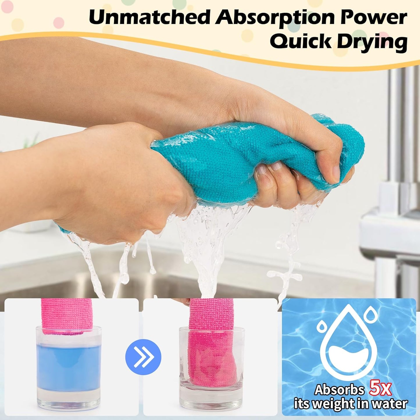 Microfiber Cleaning Cloth, 20 Pack Cleaning Rags& Grey Microfiber Cleaning Cloth -Pack of 12 V1258-DP02-C-1000