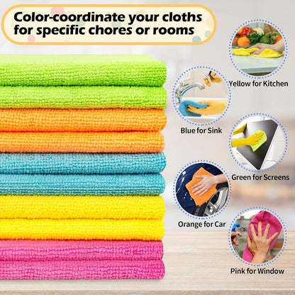 Microfiber Cleaning Cloth, 50 Pack Cleaning Rags& Microfiber Cleaning Cloth Bulk, 100 Pack Shop Towels V1258-DP02-C-1003
