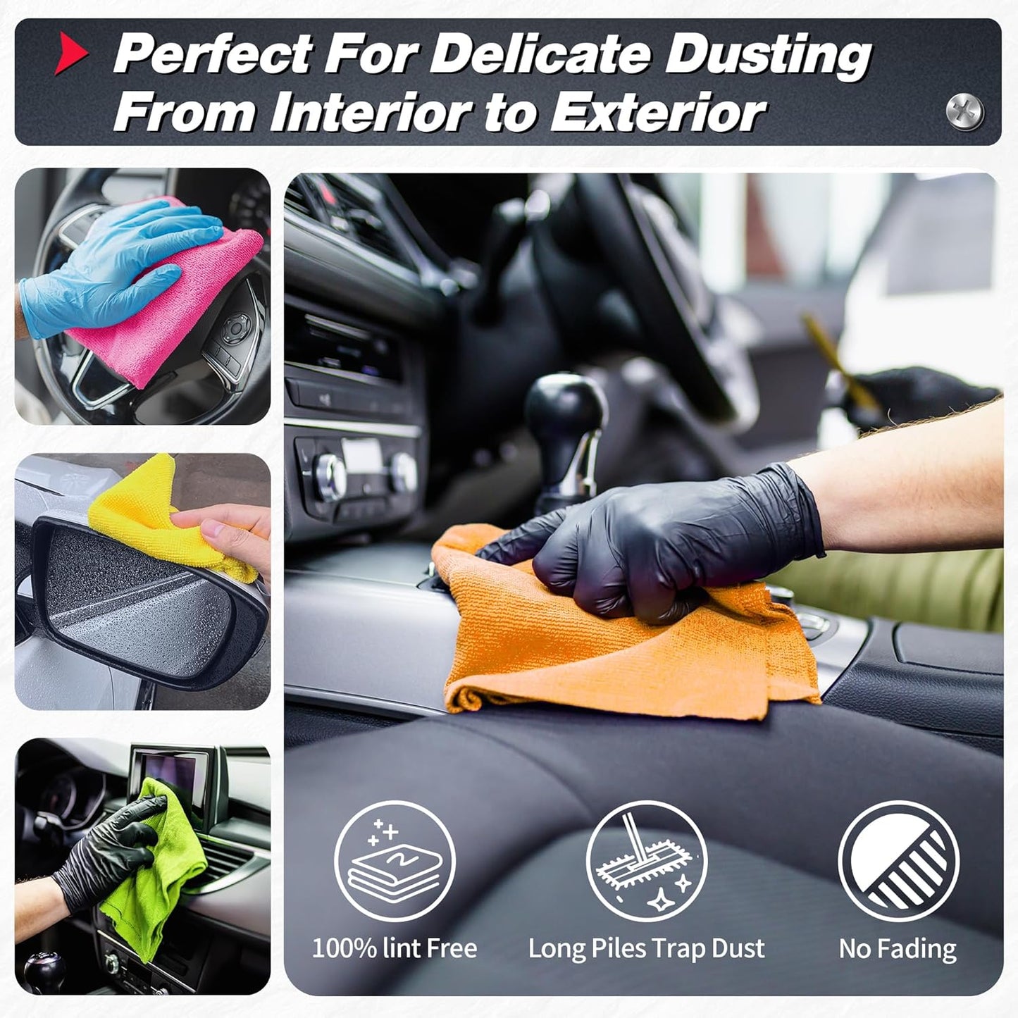 Microfiber Cleaning Cloth, 50 Pack Cleaning Rags& Microfiber Cleaning Cloth Bulk, 100 Pack Shop Towels V1258-DP02-C-1003