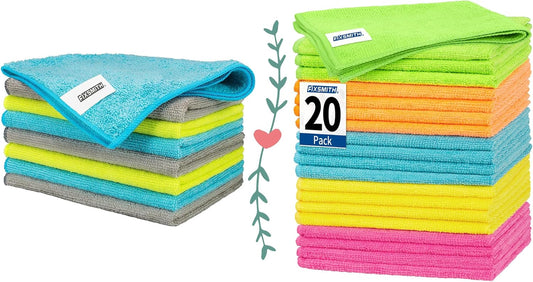 Microfiber Cleaning Cloth - Pack of 8, Size: 12 x 16 in& Microfiber Cleaning Cloth, 20 Pack Cleaning Rags, V1258-DP02-C-1006