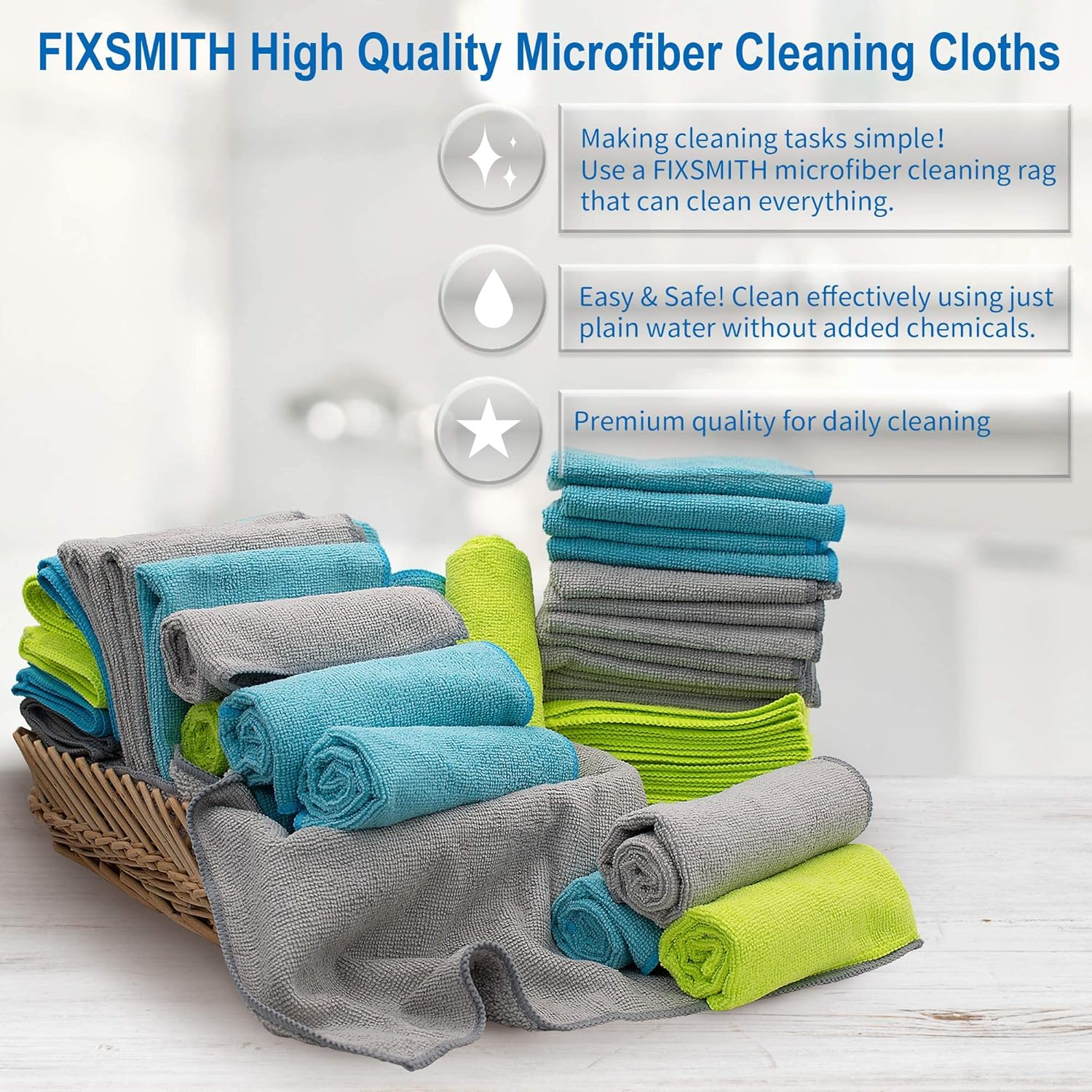 Microfiber Cleaning Cloth - Pack of 50, Multi-Functional Towels, Size: 12 x 16 in& Microfiber Cleaning Cloth V1258-DP02-C-1008
