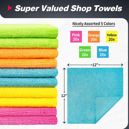 Microfiber Cleaning Cloth - Pack of 50, Multi-Functional Towels, Size: 12 x 16 in& Microfiber Cleaning Cloth V1258-DP02-C-1008