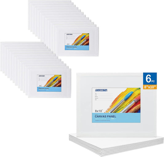 Painting Canvas Panel Boards - 5x7 Inch Art Canvas,24 Pack with 8x10 Inch Canvas Board 6 Pack Canvases,100% V1258-DP02-C-1010