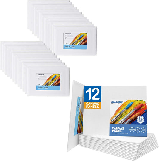 Painting Canvas Panel Boards - 5x7 Inch Art Canvas,24 Pack with 8x10 Inch Canvas Board Super Value 12 Pack V1258-DP02-C-1014