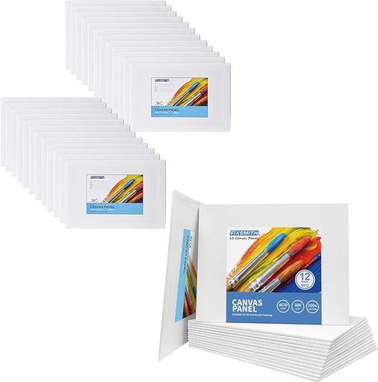 Painting Canvas Panel Boards - 5x7 Inch Art Canvas,24 Pack with 9 x12 Inch Canvas Panel Super Value 12 V1258-DP02-C-1015