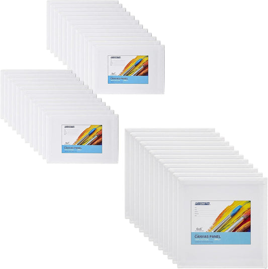 Painting Canvas Panel Boards - 5x7 Inch 24 Pack with 6 x6 Inch Canvas Panel Super Value 12 Pack Canvases,100% V1258-DP02-C-1016