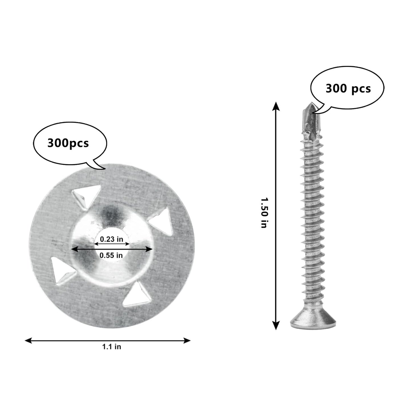 600Pcs Foam Board Fasteners - 1-1/8 Inch Metal Washers for Fixing Installation V1258-DP02-C-1031