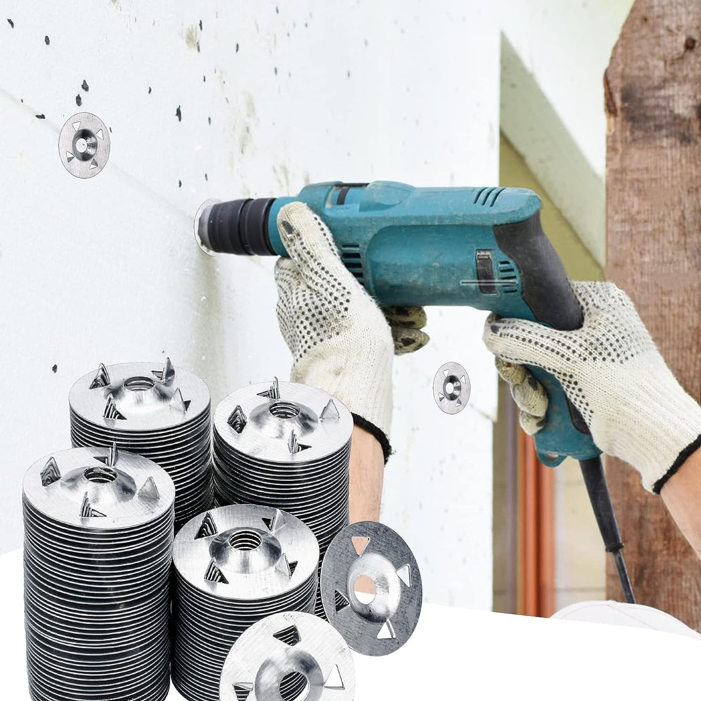 600Pcs Foam Board Fasteners - 1-1/8 Inch Metal Washers for Fixing Installation V1258-DP02-C-1031