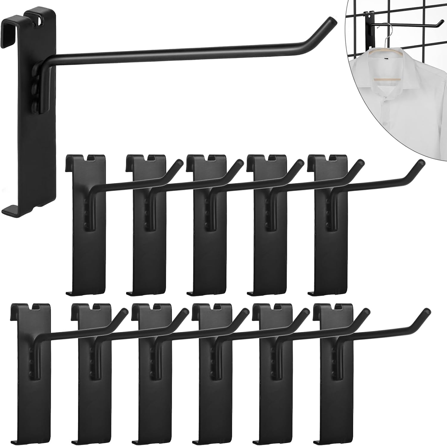 Gridwall Hooks - 4 Inch Heavy Duty Black Display Hooks for Grid Wall Panel Hanging (12Pcs) V1258-DP02-C-1032