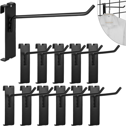 Gridwall Hooks - 4 Inch Heavy Duty Black Display Hooks for Grid Wall Panel Hanging (12Pcs) V1258-DP02-C-1032
