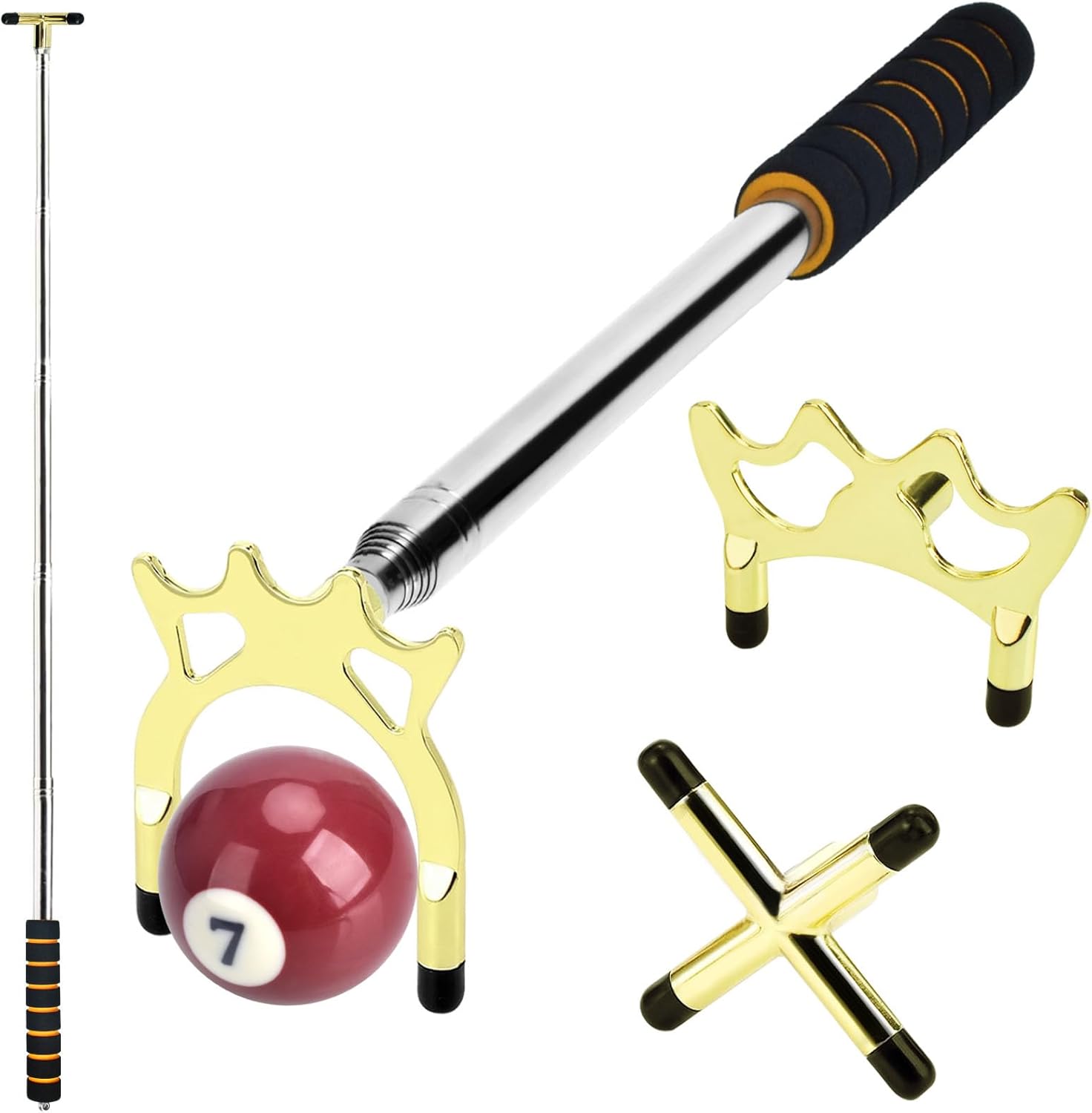 Retractable Billiards Cue Bridge Snooker Pool Bridge Stick Retractable Billiards Cue Stick Bridge with 3 Pcs V1258-DP02-C-1033