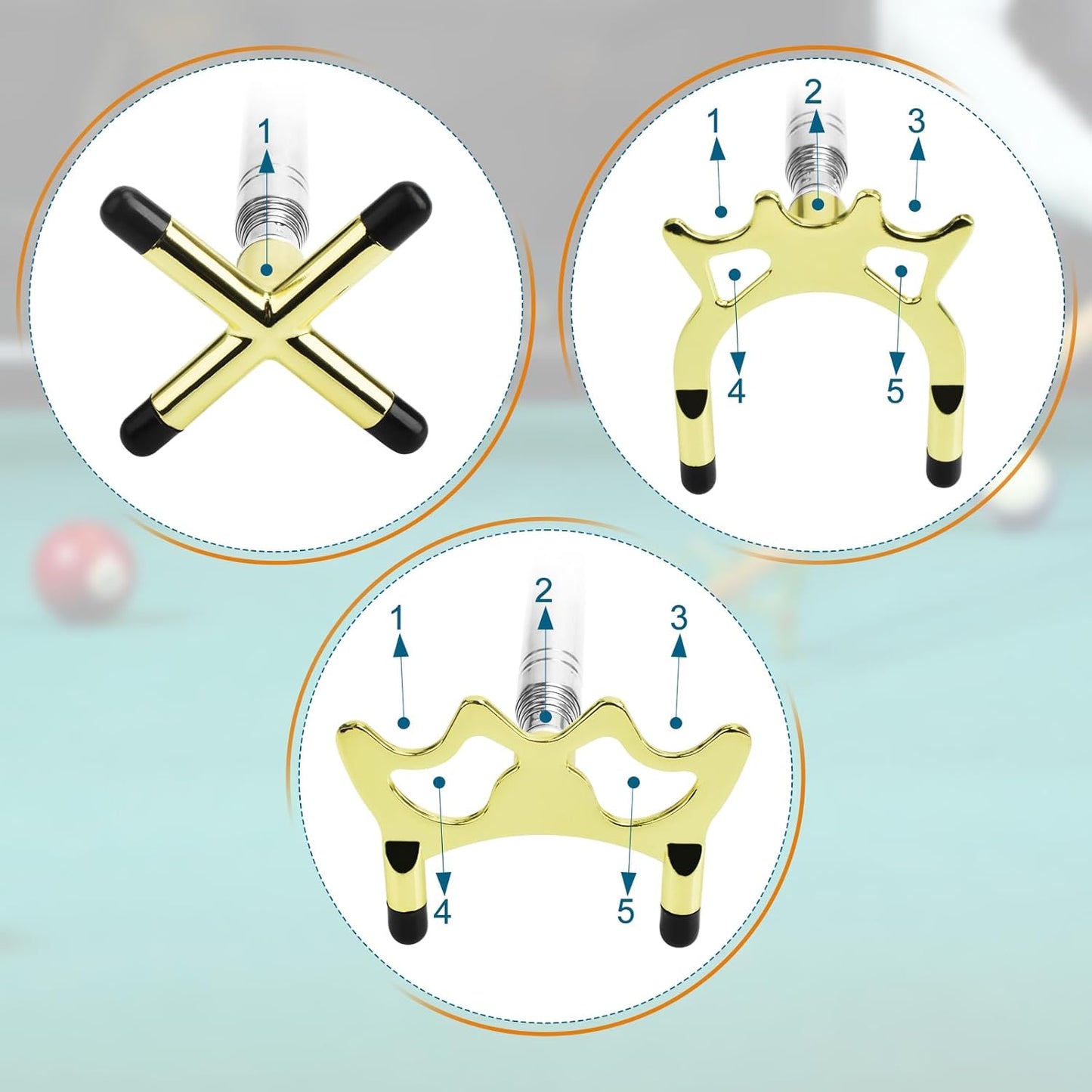 Retractable Billiards Cue Bridge Snooker Pool Bridge Stick Retractable Billiards Cue Stick Bridge with 3 Pcs V1258-DP02-C-1033
