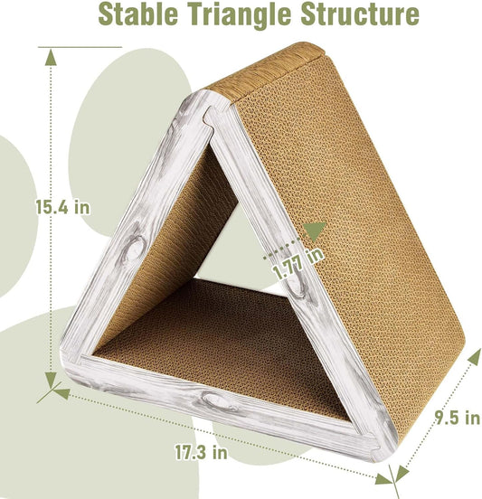 Foldable Triangle Cat Scratcher - 6 Usable Sides Cat Scratcher for Indoor Cats - Vertical Cat Board Pads V1258-DP02-C-1036