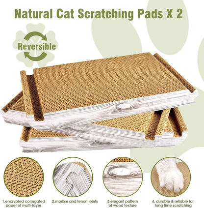 Foldable Triangle Cat Scratcher - 6 Usable Sides Cat Scratcher for Indoor Cats - Vertical Cat Board Pads V1258-DP02-C-1036