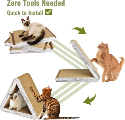 Foldable Triangle Cat Scratcher - 6 Usable Sides Cat Scratcher for Indoor Cats - Vertical Cat Board Pads V1258-DP02-C-1036