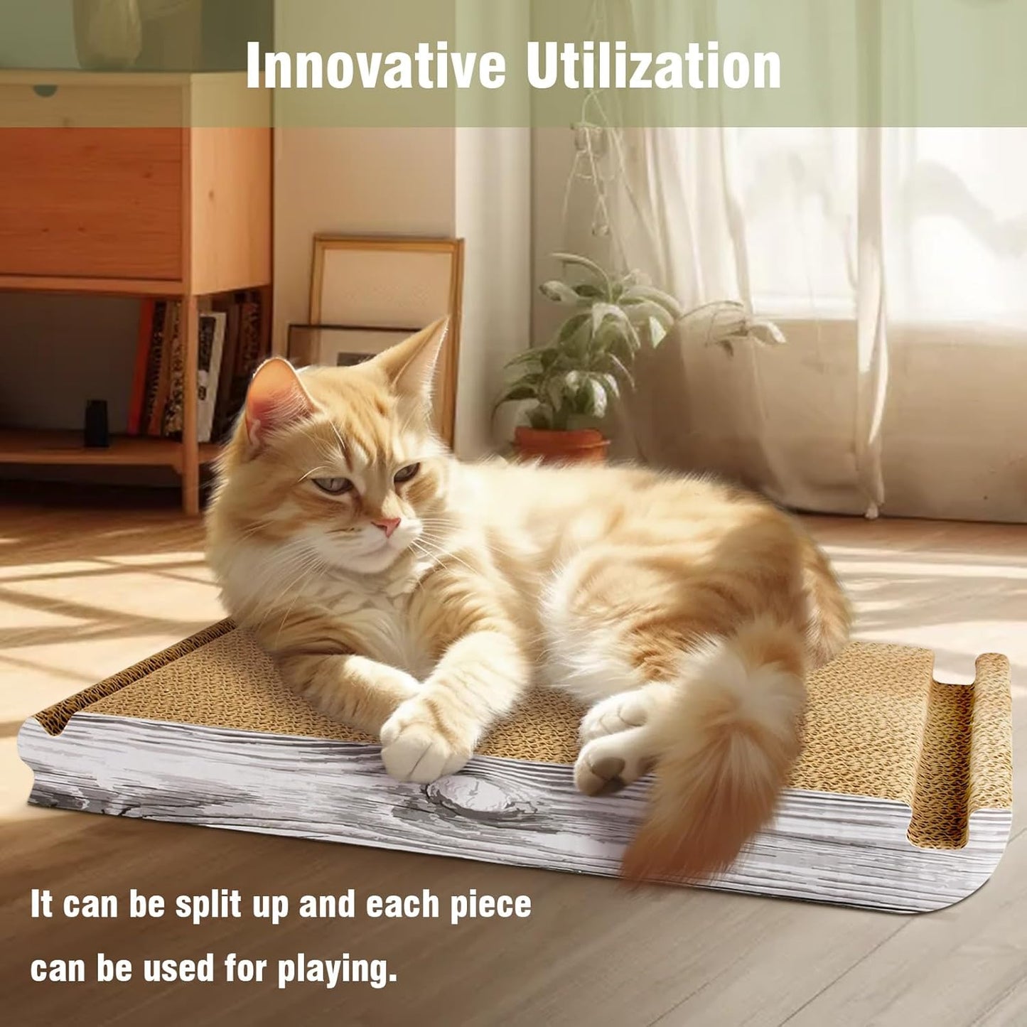 Foldable Triangle Cat Scratcher - 6 Usable Sides Cat Scratcher for Indoor Cats - Vertical Cat Board Pads V1258-DP02-C-1036