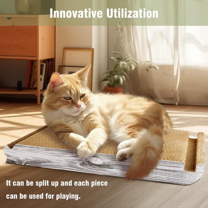 Foldable Triangle Cat Scratcher - 6 Usable Sides Cat Scratcher for Indoor Cats - Vertical Cat Board Pads V1258-DP02-C-1036