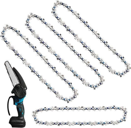 6 Inch Mini Chainsaw Chain Replacement 4 PCS Chains for 6 Inch Bar-043" Gauge, 1/4" LP Pitch,Fits Seesii And V1258-DP02-C-1037