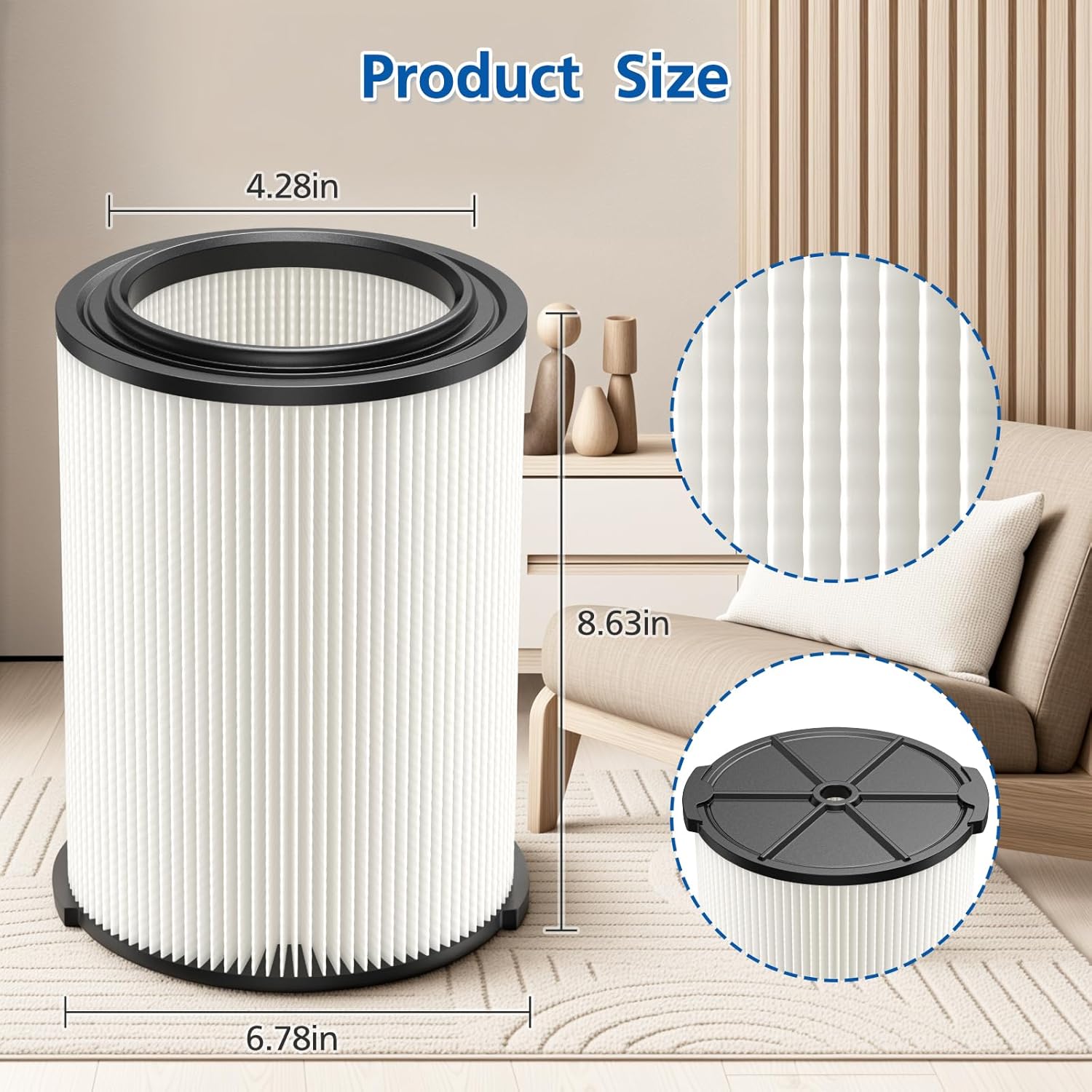 2-pack Standard Wet/dry Vac VF4000 Replacement Filter, Compatible with RIDGID Vacs 5-20 Galls Vacuum Cleaner V1258-DP02-C-1040