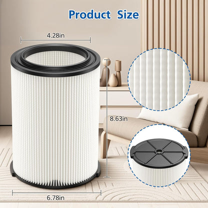 2-pack Standard Wet/dry Vac VF4000 Replacement Filter, Compatible with RIDGID Vacs 5-20 Galls Vacuum Cleaner V1258-DP02-C-1040