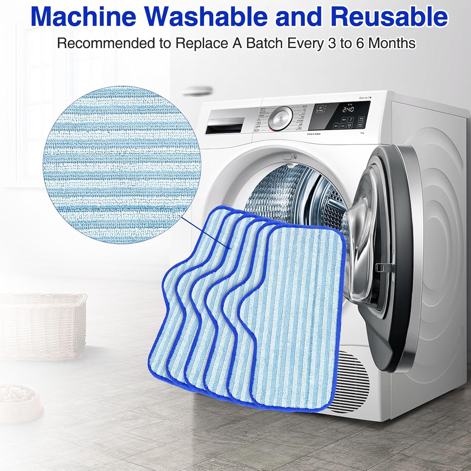 6 Pack Microfiber Pads Compatible with Dupray Neat Steam Cleaner, Durable, Reusable and Machine Washable V1258-DP02-C-1048