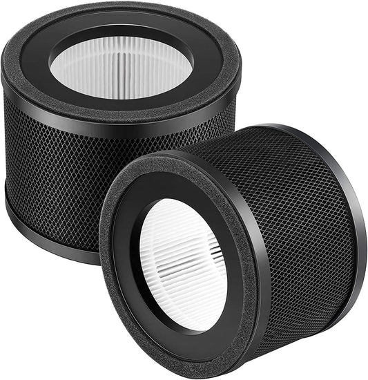 2 Pack HEPA Replacement Filter, Compatible with TaoTrics TT-AP001 and VAVA VA-EE014, 3-in-1 HEPA and V1258-DP02-C-1050