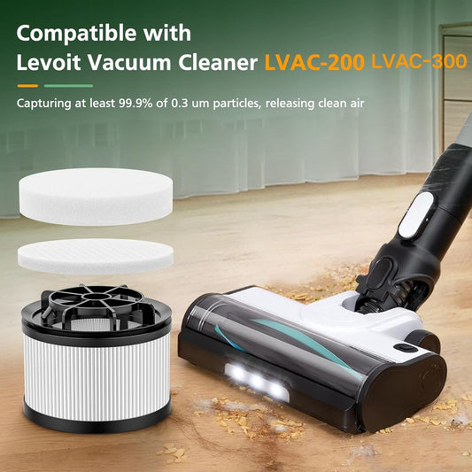 LVAC-200 Filter Replacement for LEVOIT LVAC-200 / LVAC-300 / LVAC-200 MAX Cordless Stick Vacuum Cleaner, 3 V1258-DP02-C-1054
