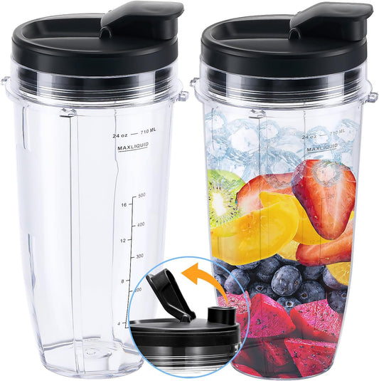 Replacement 24oz Blender Cup with Sip & Seal Lid For Nutri Ninja BL450 BL456 BL480 BL482 BL640 BL642 BL682 V1258-DP02-C-1061