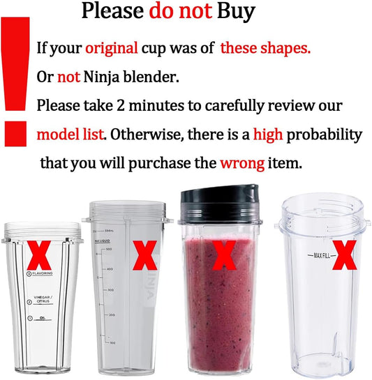 Replacement 24oz Blender Cup with Sip & Seal Lid For Nutri Ninja BL450 BL456 BL480 BL482 BL640 BL642 BL682 V1258-DP02-C-1061