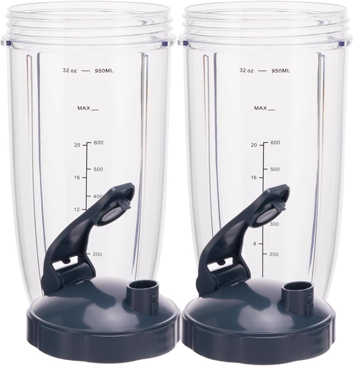 [UPGRADE] 2-pack 32oz Replacement Blender Cups with Flip-Top To-Go-Lid Compatible with NutriBullet 600w/900w V1258-DP02-C-1062