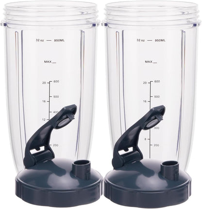 [UPGRADE] 2-pack 32oz Replacement Blender Cups with Flip-Top To-Go-Lid Compatible with NutriBullet 600w/900w V1258-DP02-C-1062
