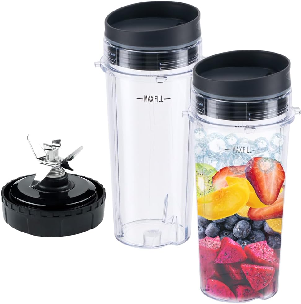 Replacement Parts for Nutri Ninja, 6Fin Blender Male Blade and cups Set for Blender BL660 BL770 BL780 BL740 V1258-DP02-C-1063
