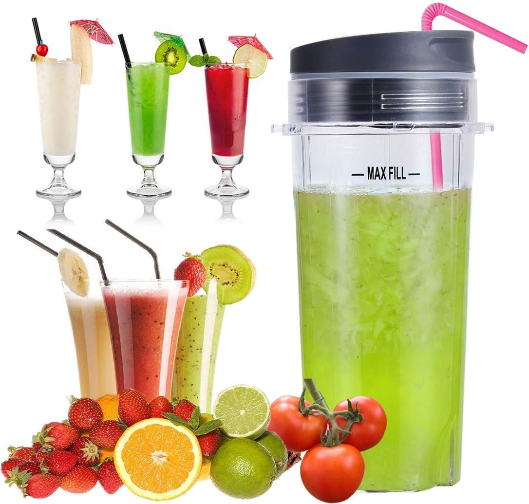 Replacement Parts for Nutri Ninja, 6Fin Blender Male Blade and cups Set for Blender BL660 BL770 BL780 BL740 V1258-DP02-C-1063