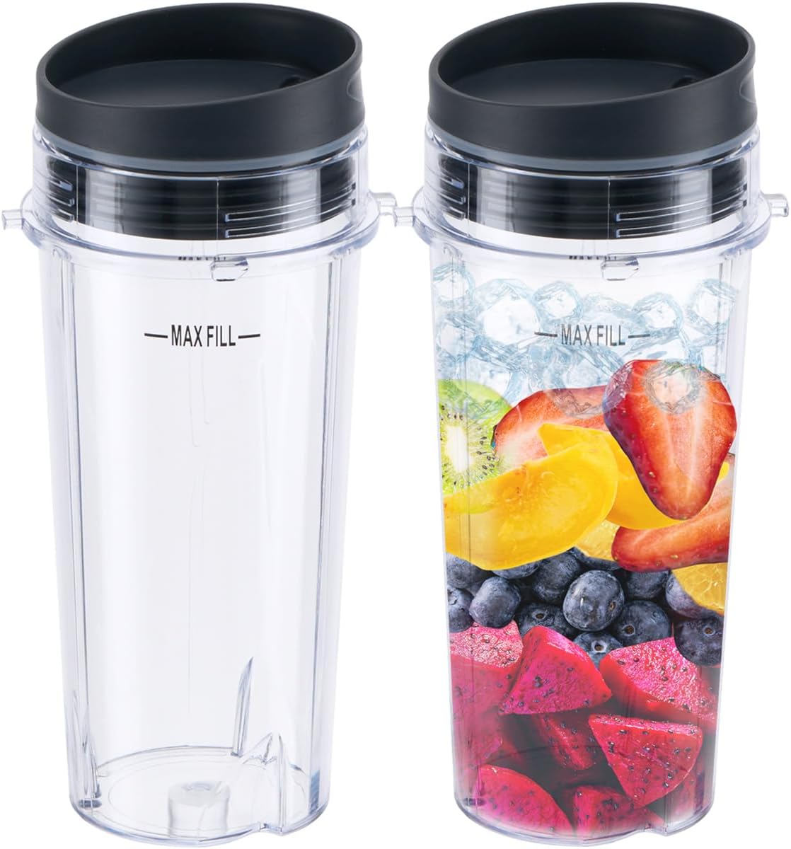 Replacement16oz Blender Cup for Ninja,Single Serve Blender Cup With Lids Set For BL770 BL780 BL660 BL740 V1258-DP02-C-1065