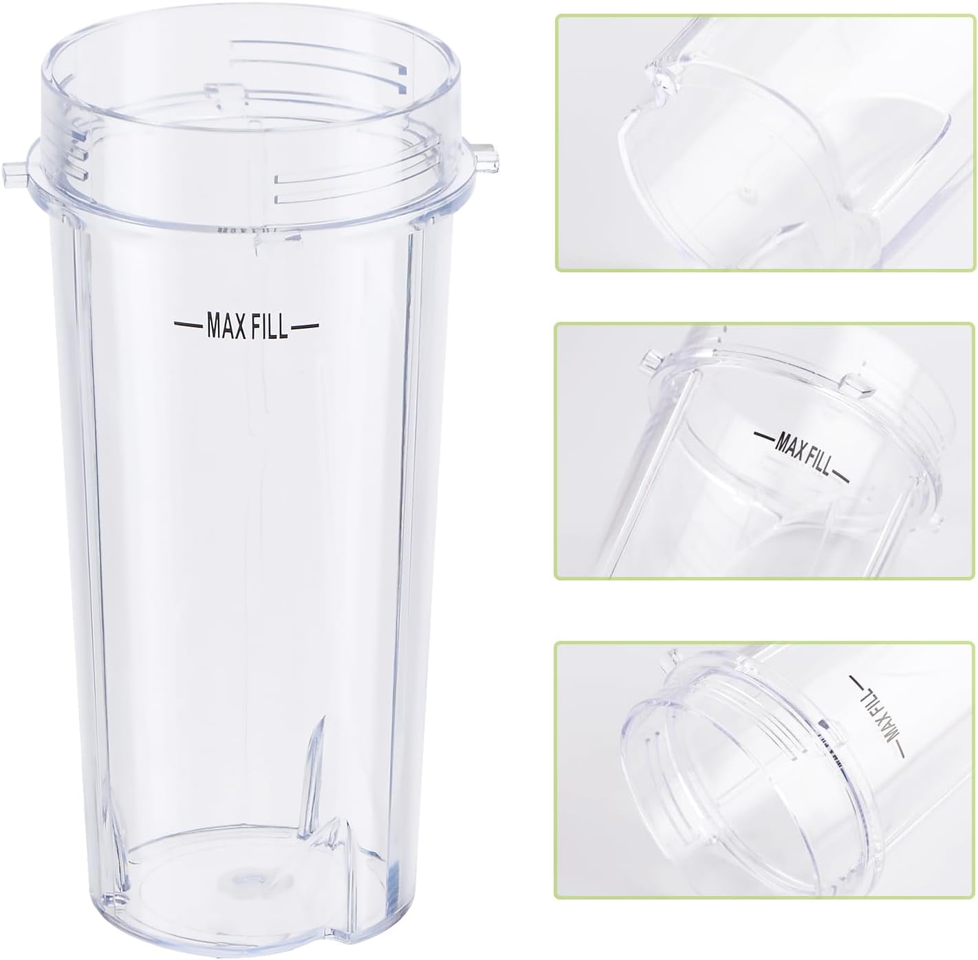 Replacement16oz Blender Cup for Ninja,Single Serve Blender Cup With Lids Set For BL770 BL780 BL660 BL740 V1258-DP02-C-1065
