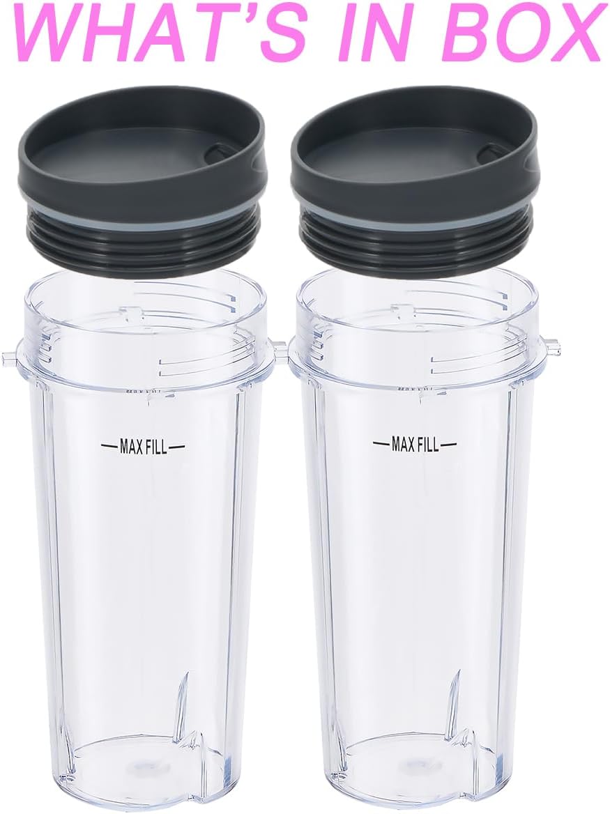 Replacement16oz Blender Cup for Ninja,Single Serve Blender Cup With Lids Set For BL770 BL780 BL660 BL740 V1258-DP02-C-1065