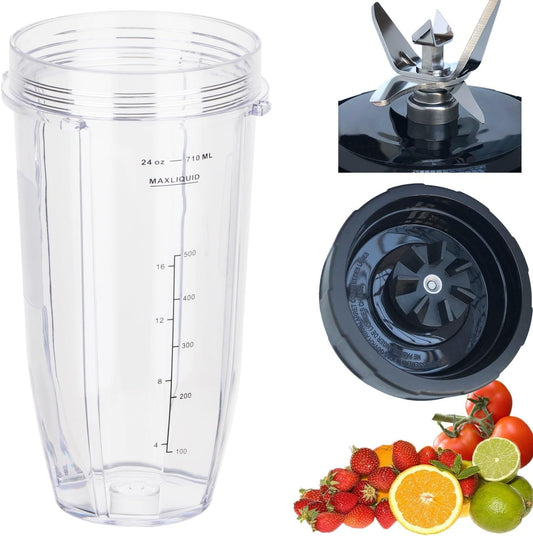 [ New Model] Replacement blender Blade and 24oz Cup Accessories, ly Compatible with Nutri Ninja V1258-DP02-C-1066