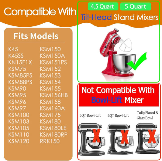 Replacement K45B Coated Flat Beater for Kitchenaid Stand Mixer, Compatible with 4.5 QT Tilt-Head Stand Mixer V1258-DP02-C-1068