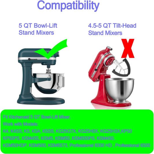 [Upgrade] K5AWW Replacement Whole Stainless Steel Wire Whip for 5 Quart Bowl-Lift 6-Wire Whip Kitchenaid V1258-DP02-C-1070