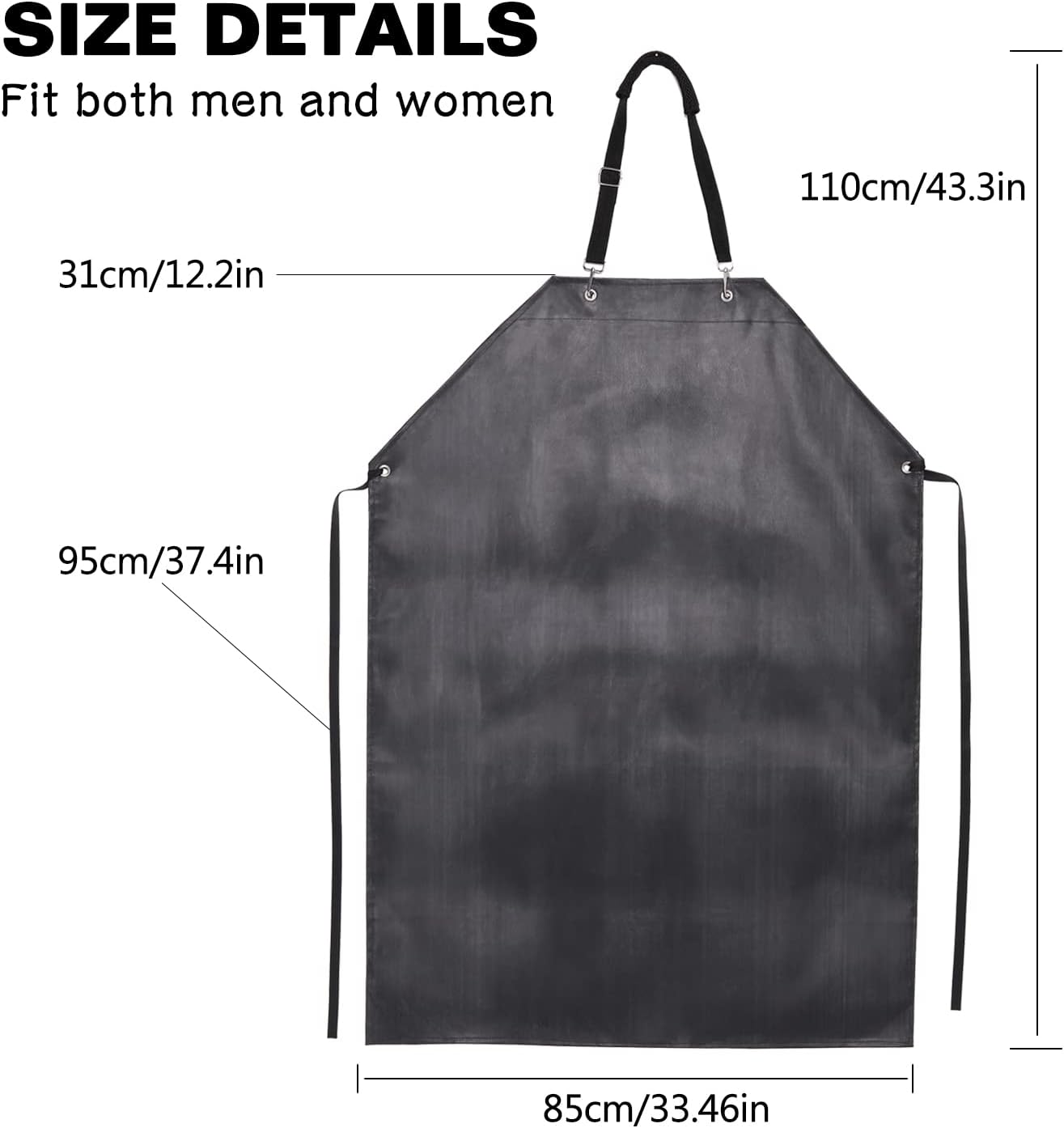 Thick Waterproof Rubber Black Vinyl Apr for Men 39" Heavy Duty Lg Chemical Resistant V1258-DP02-C-1081