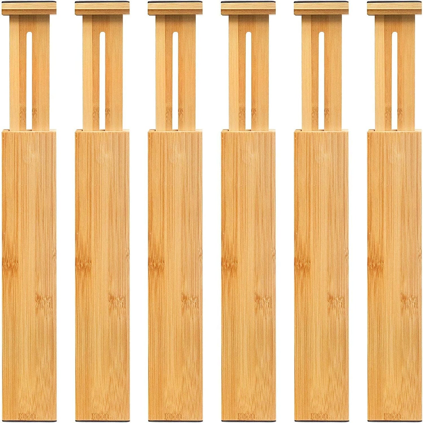 Adjustable Bamboo Drawer Dividers, Expandable Drawer Organizer for Kitchen, Bedroom, Bathroom, Dresser and V1258-DP02-C-1091
