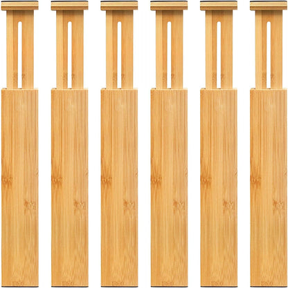 Adjustable Bamboo Drawer Dividers, Expandable Drawer Organizer for Kitchen, Bedroom, Bathroom, Dresser and V1258-DP02-C-1091