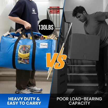 Extra Large Moving Bags, 4 Pack Blue Heavy Duty Totes For Storage with Visible Window, Wrap Around Handles, V1258-DP02-C-1095