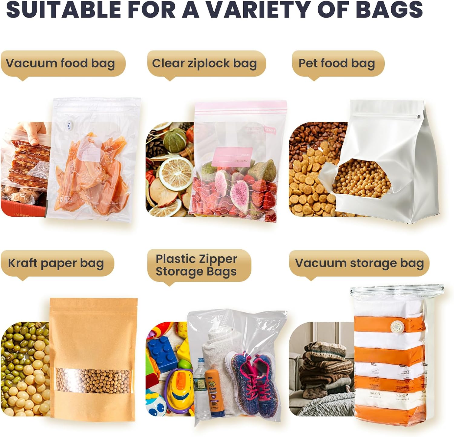 Plastic Heavy Rolling Slide Clip Seal Grip Air Tight Accessories for Vacuum Storage Space Saver Bags V1258-DP02-C-1097