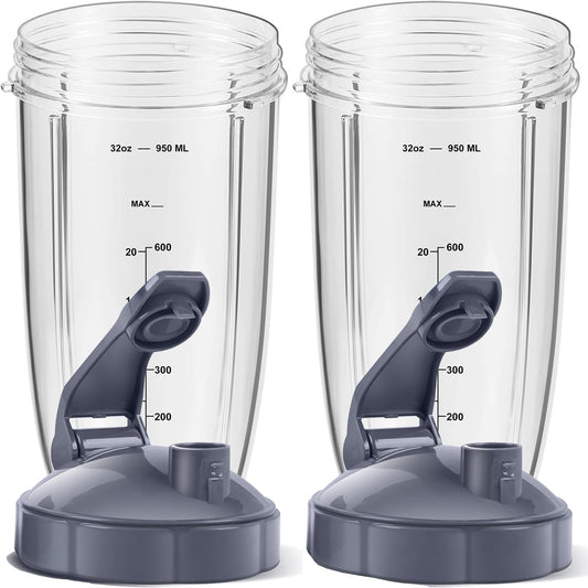 2-pack Replacement Parts Upgrade 32oz Cups with Flip-Top To-Go-Lid and Rubber Gaskets Compatible with V1258-DP02-C-110